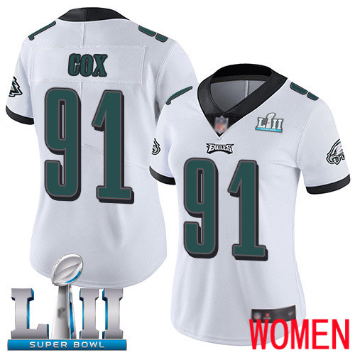 Women Philadelphia Eagles #91 Fletcher Cox White Vapor Untouchable NFL Jersey Limited Player Super Bowl LII